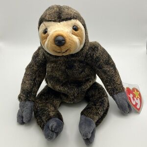 3/$30 | TY Beanie Babies | Slowpoke the Sloth Plush - Dark Brown and Gray